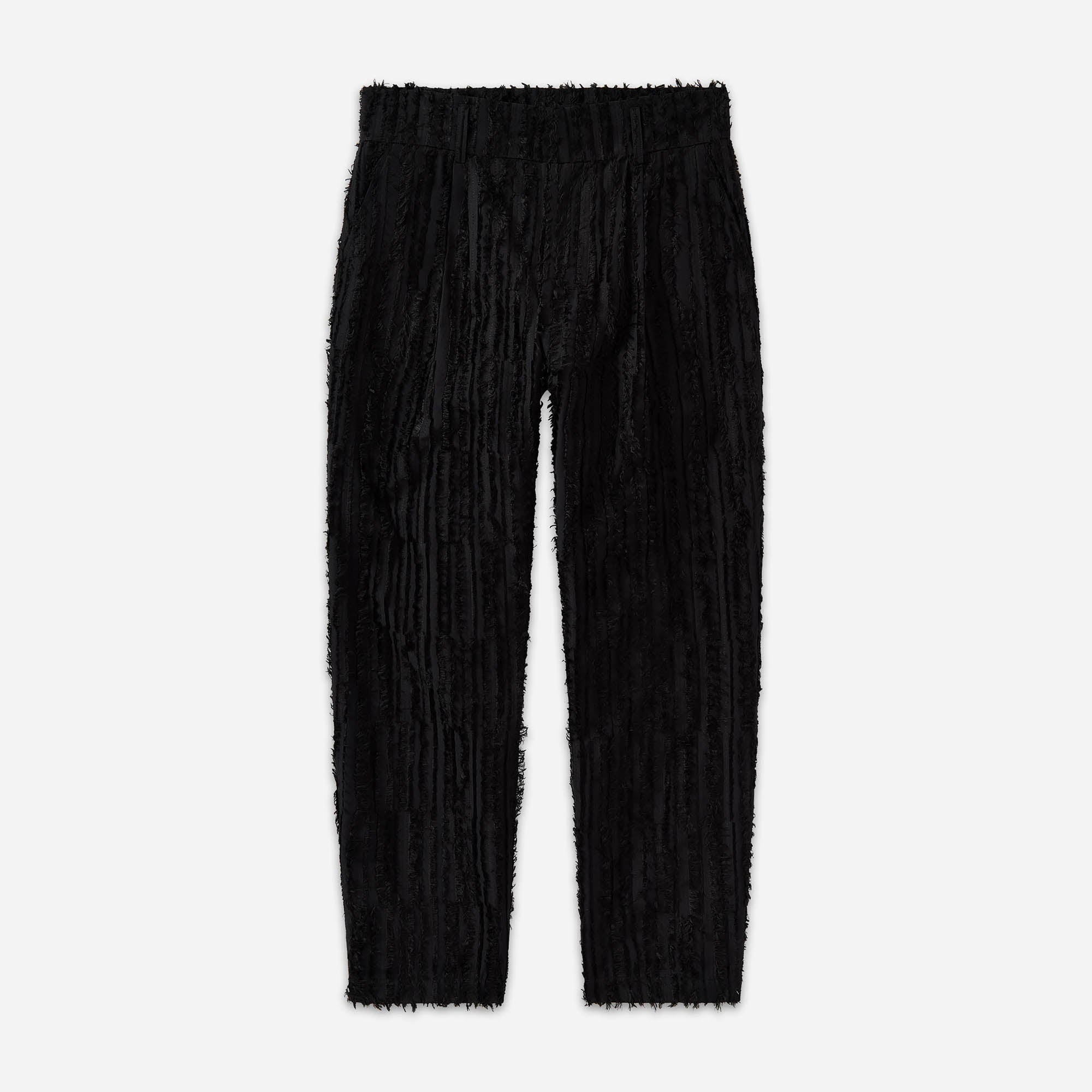 Black Frayed Striped Trousers