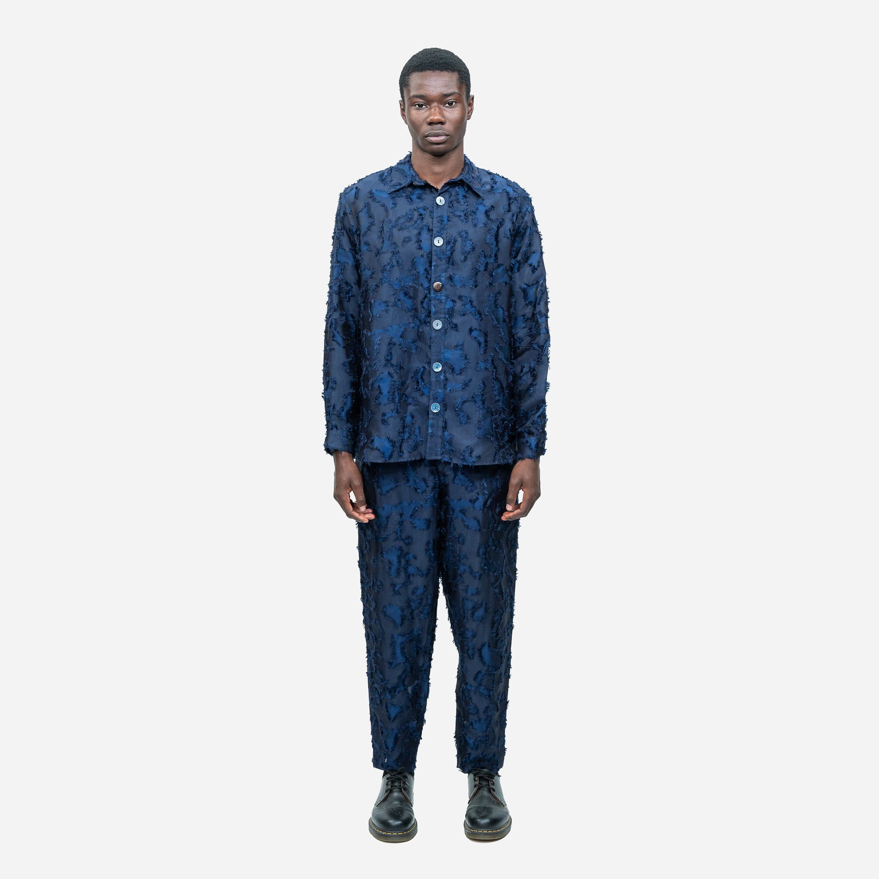 Royal Blue Textured Camo Shirt