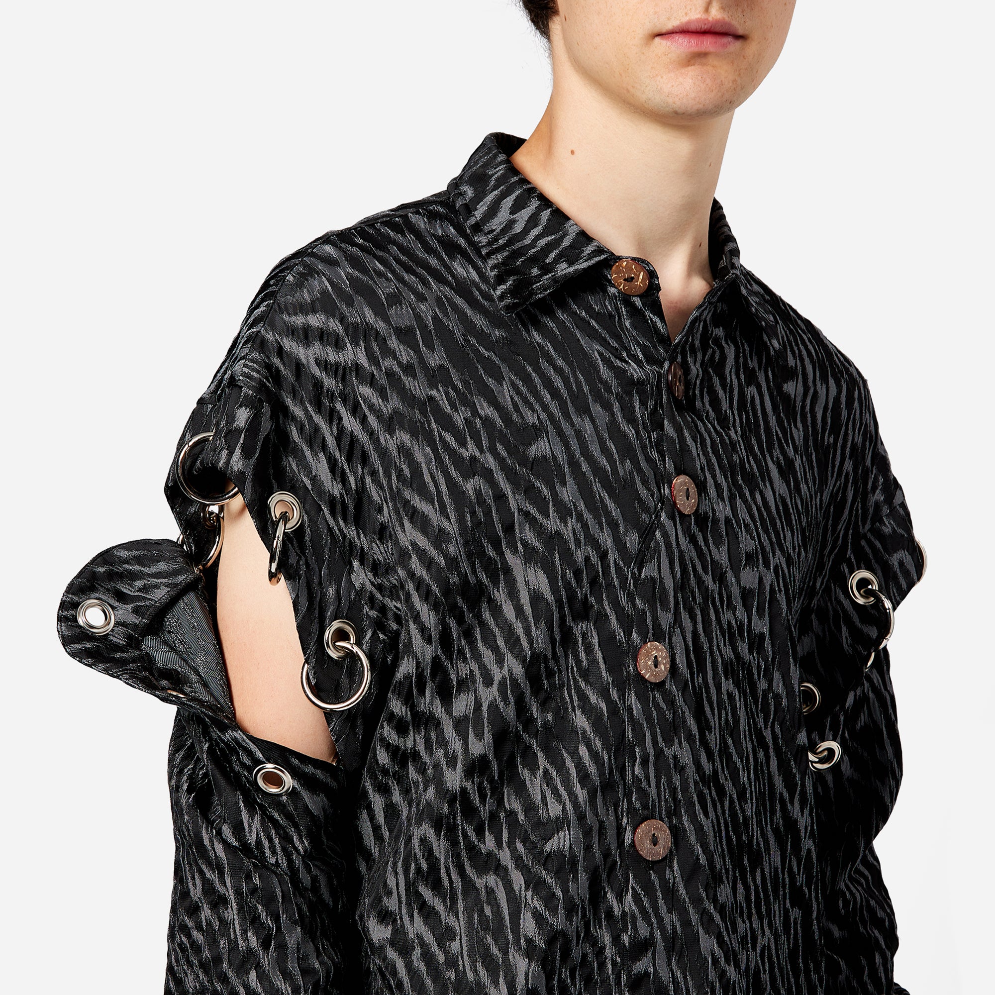 Black & Silver Eyelet Shirt