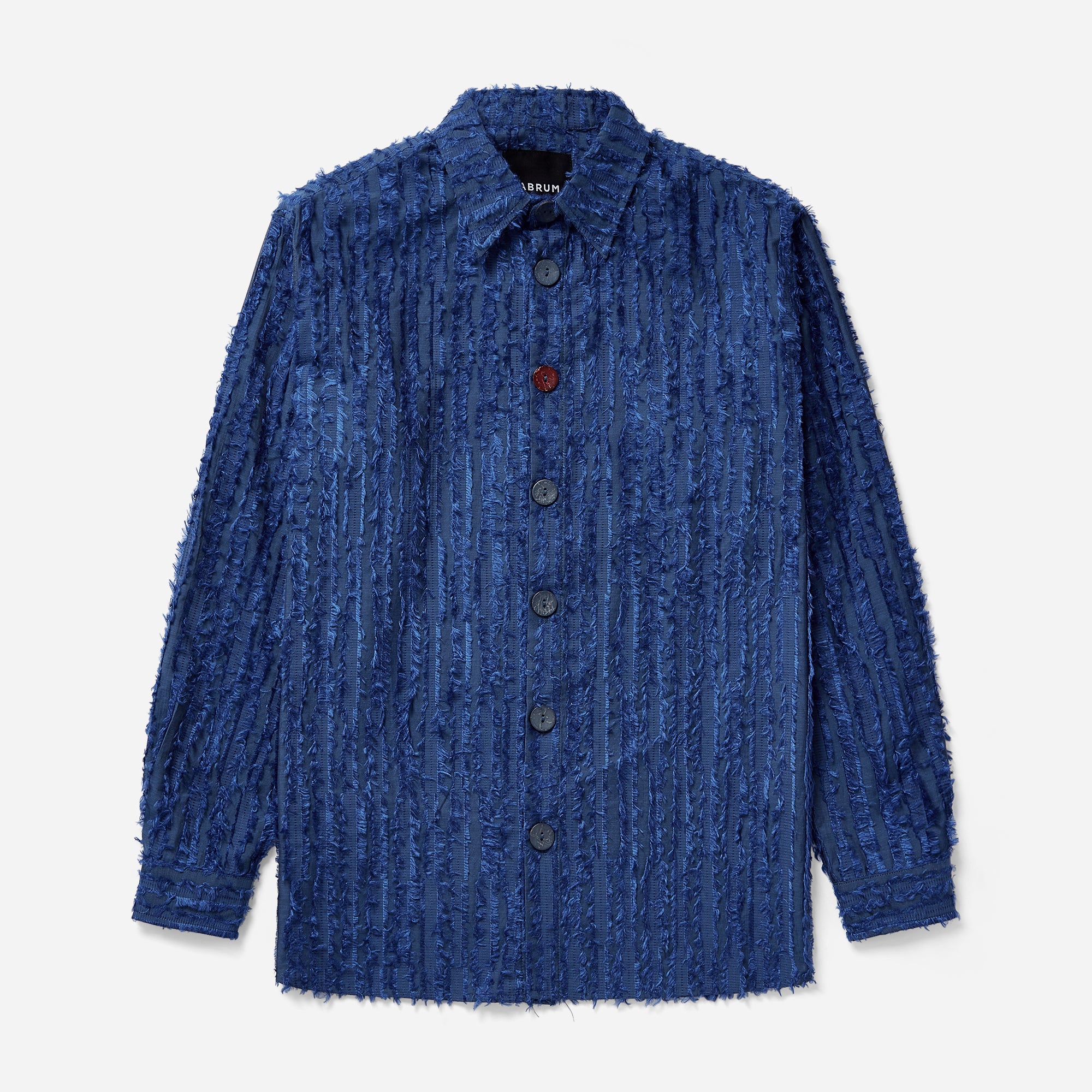 Blue Frayed Striped Shirt