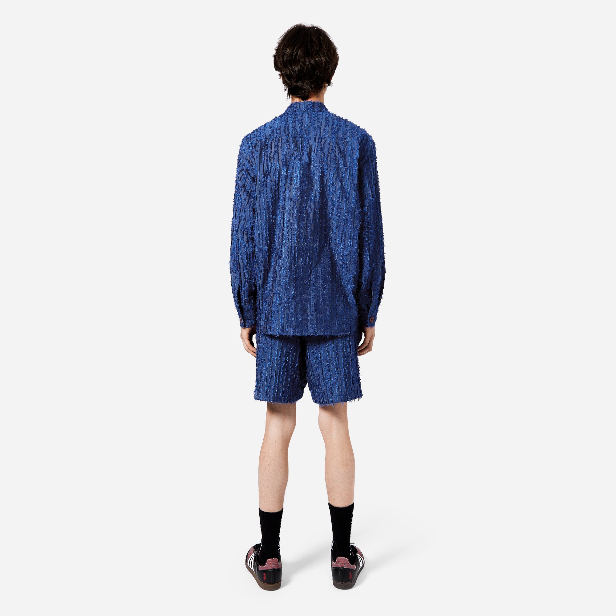 Blue Frayed Striped Shirt