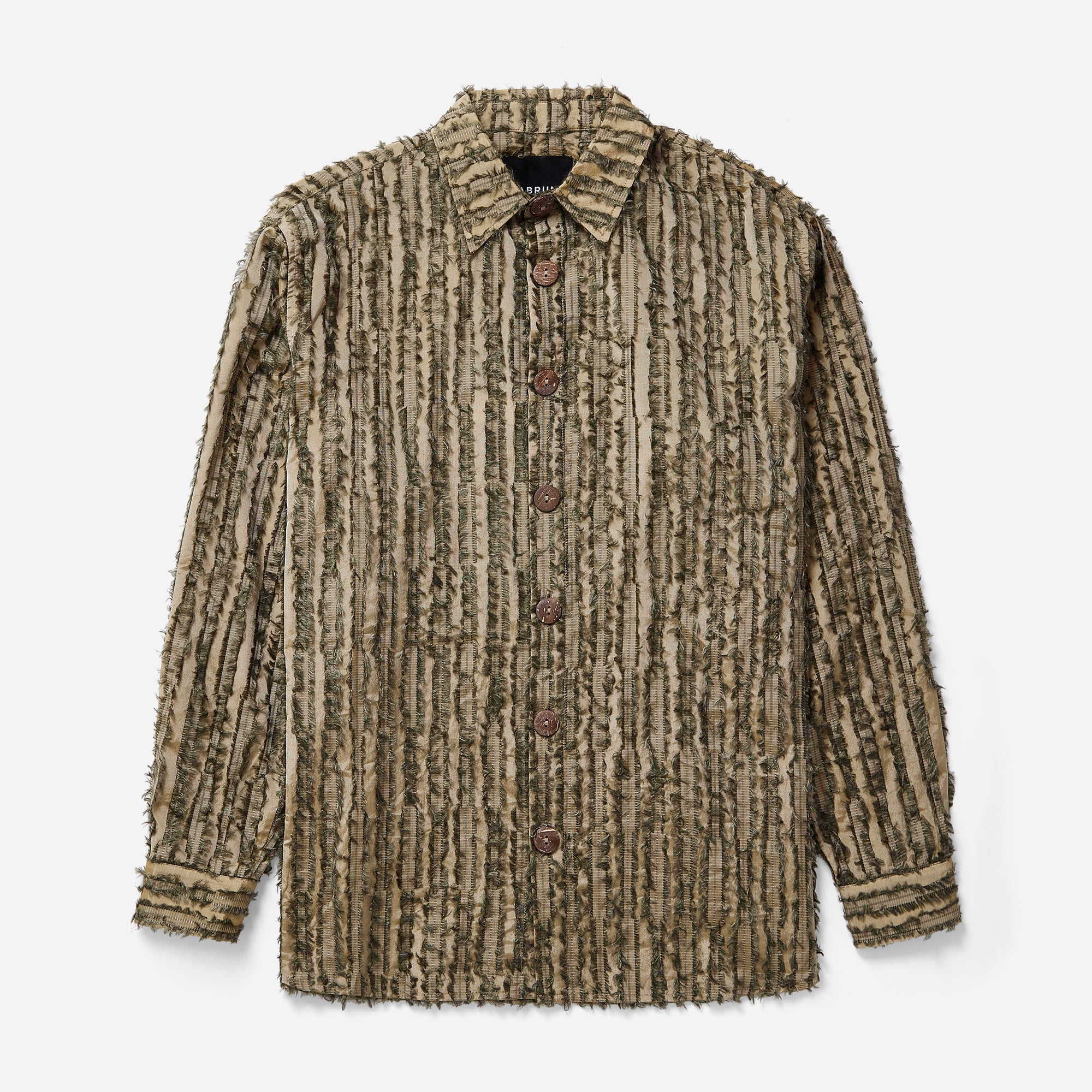 Olive Frayed Striped Shirt