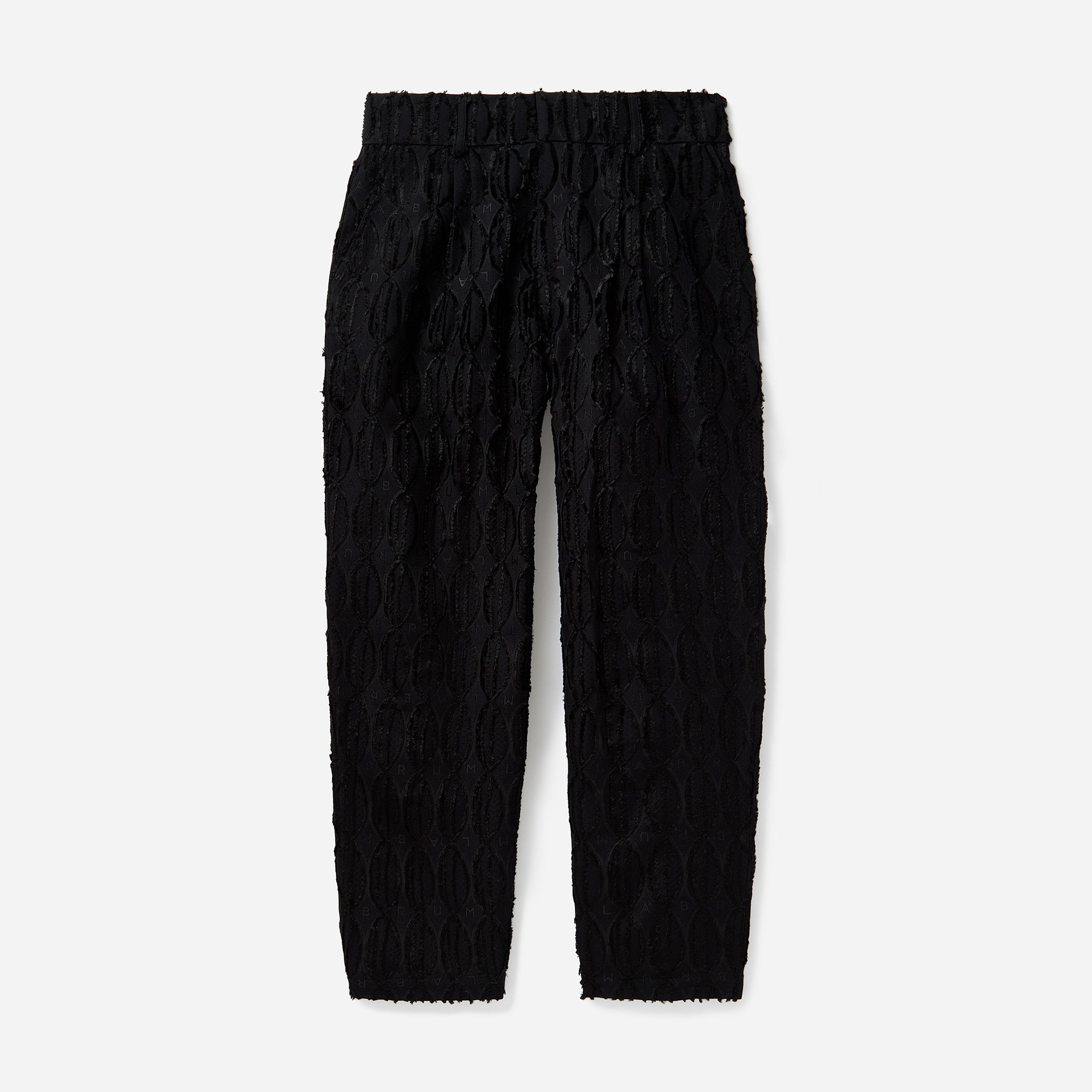 Black Frayed Monogram Trouser