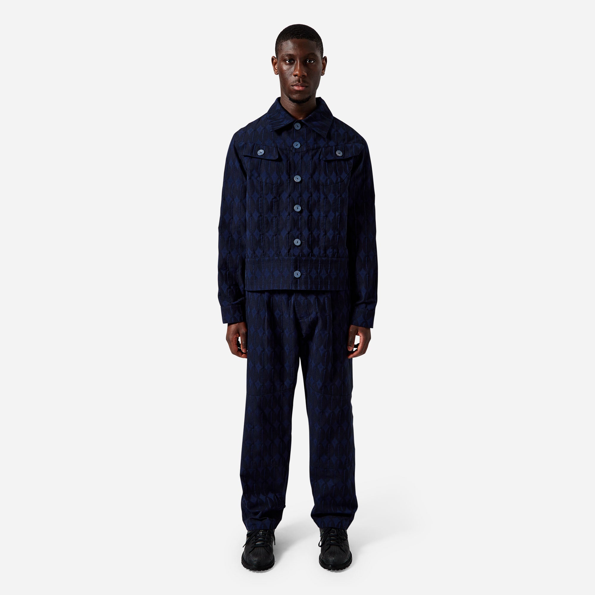 Navy Monogram Work Jacket