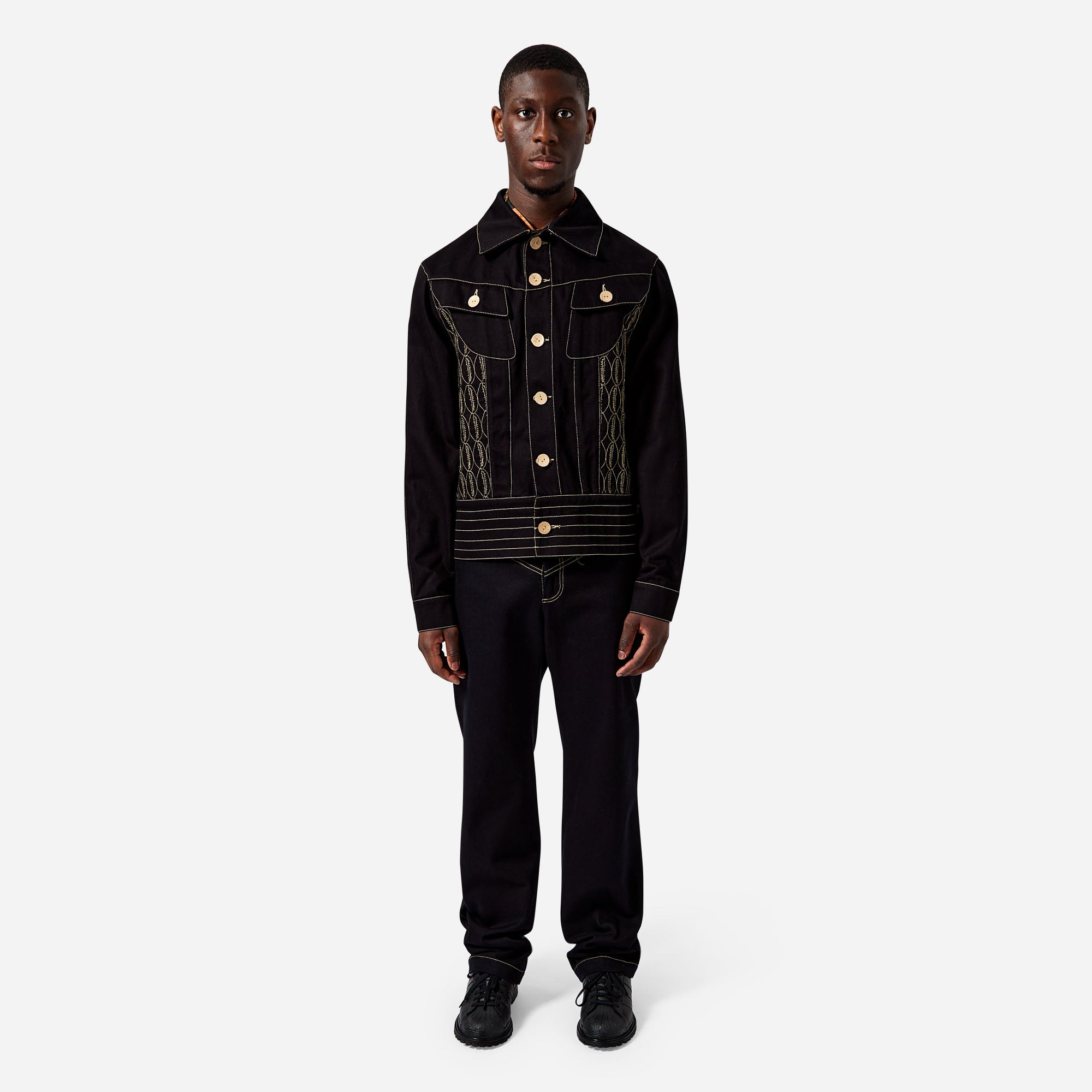 Monogram Embroidered Denim Work Jacket
