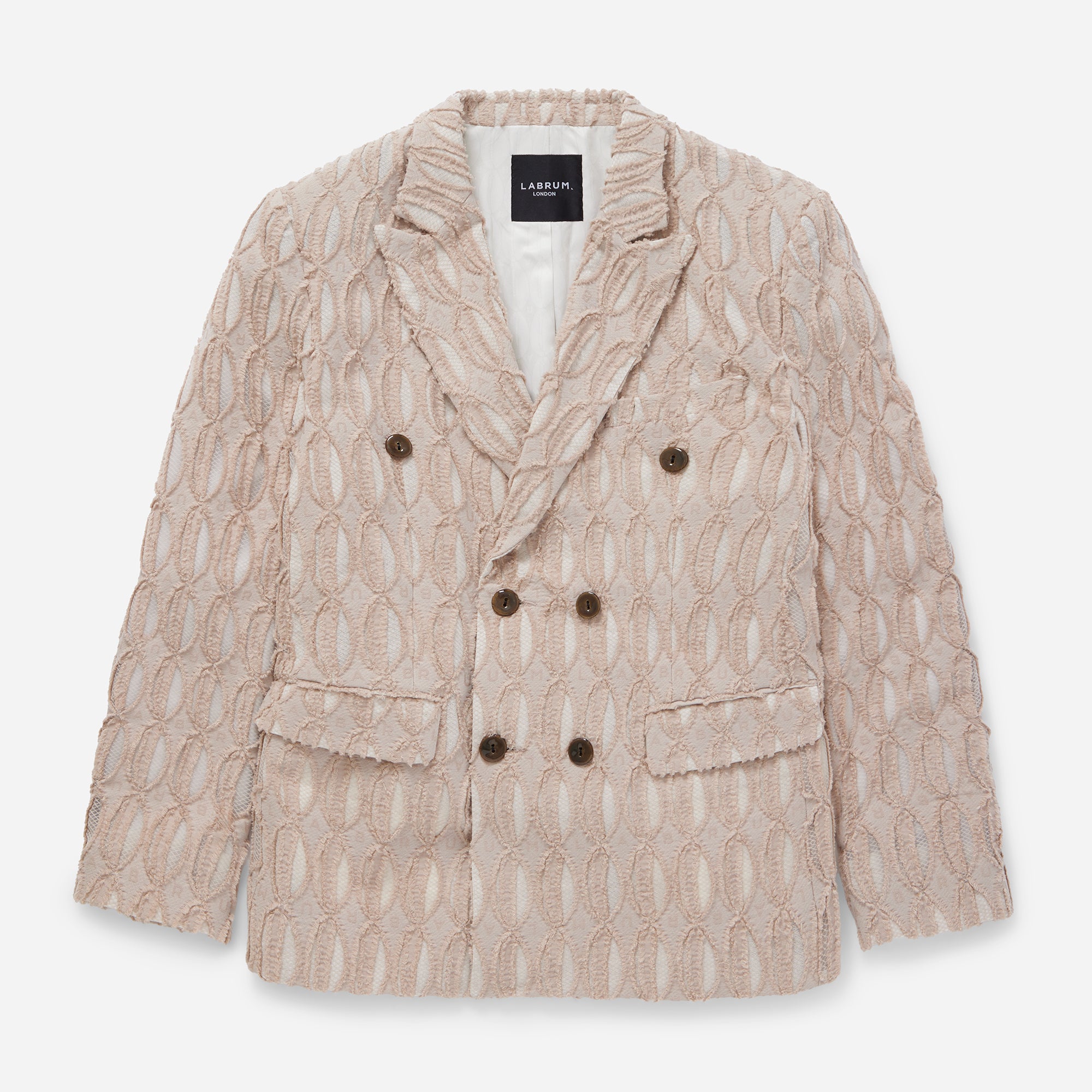 Blush Double Breasted Monogram Blazer