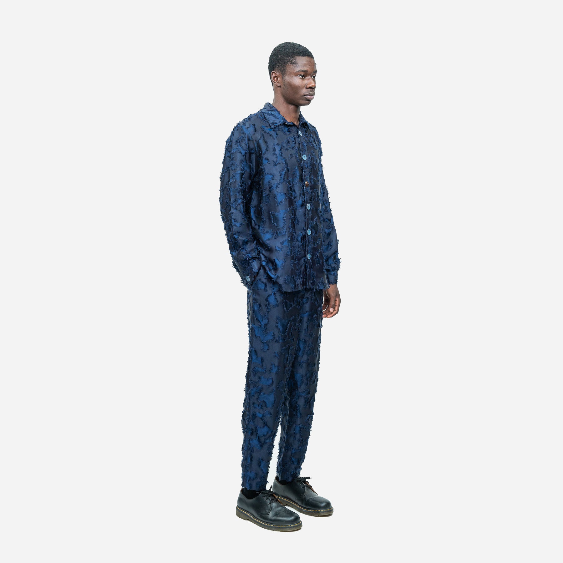 Royal Blue Textured Camo Shirt