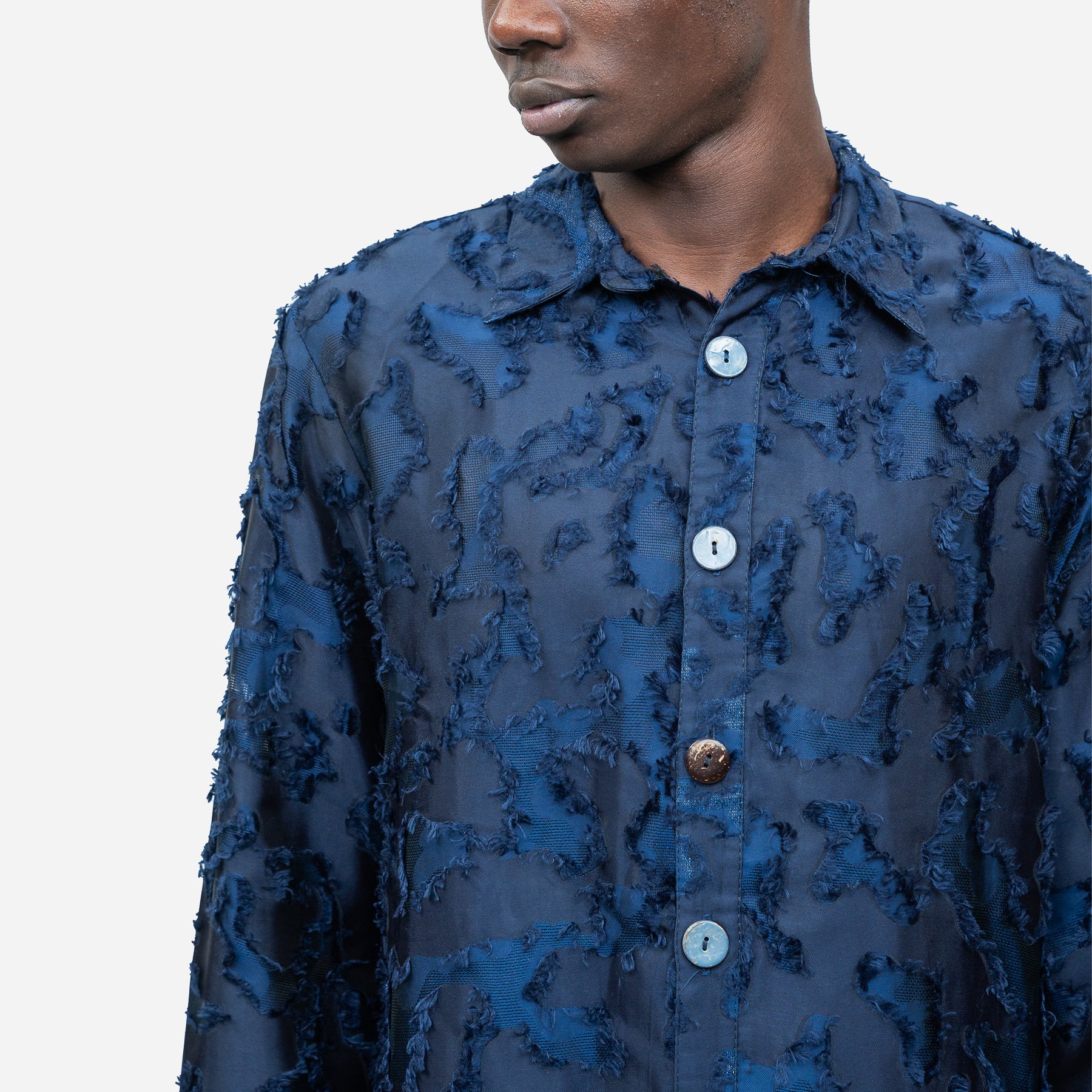 Royal Blue Textured Camo Shirt